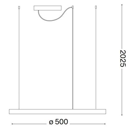 Ideal Lux - LED prigušivač svjetla na užetu ORACLE SLIM LED/28W/230V 4000K promjer 50 cm CRI 90 bijela