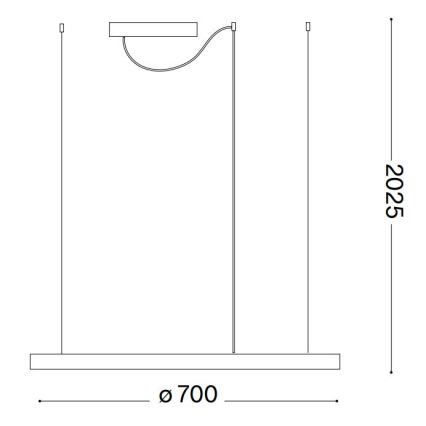 Ideal Lux - LED prigušivač svjetla na užetu ORACLE SLIM LED/40W/230V 4000K promjer 70 cm CRI 90 bijela