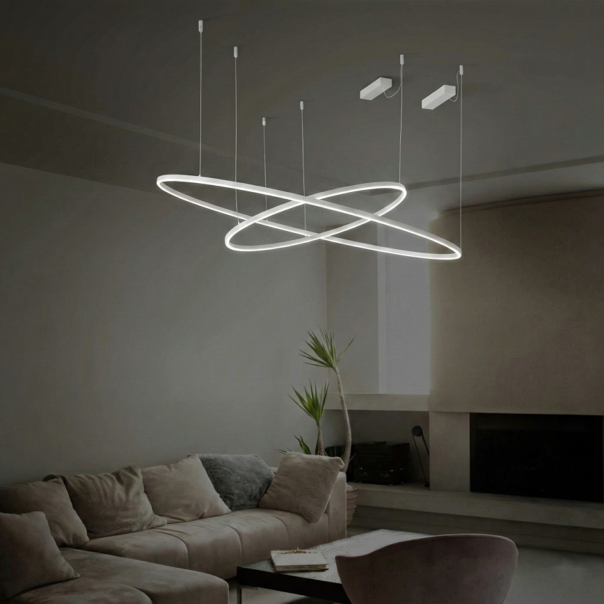 Ideal Lux - LED prigušivi luster na užetu ORACLE SLIM LED/42W/230V 4000K promjer 90 cm CRI 90 bijela