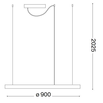 Ideal Lux - LED prigušivi luster na užetu ORACLE SLIM LED/42W/230V 4000K promjer 90 cm CRI 90 bijela