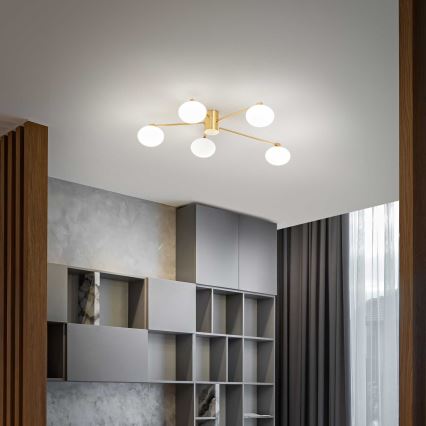 Ideal Lux - LED Nadgradni luster HERMES 5xG9/3W/230V pr. 90 cm zlatna