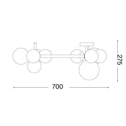 Ideal Lux - LED Nadgradni luster PERLAGE 10xG9/3W/230V pr. 70 cm crna/dimna
