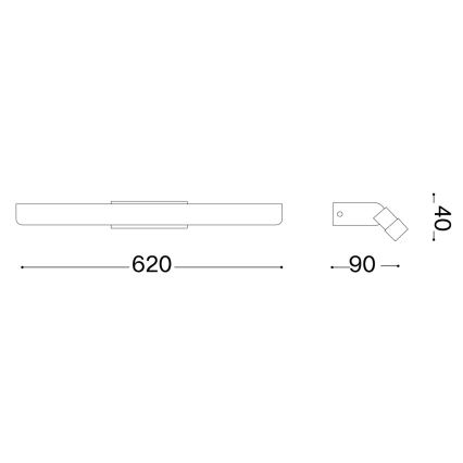 Ideal Lux - LED Rasvjeta za ogledalo u kupaonici RIFLESSO LED/16W/230V 62 cm CRI 90 IP54 crna