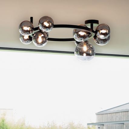 Ideal Lux - LED stropni luster PERLAGE 10xG9/3W/230V Ø 70 cm crna/dimljeno-crna