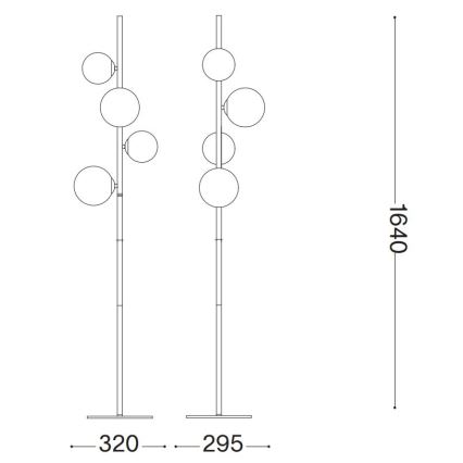 Ideal Lux - LED stojeća lampa PERLAGE 4xG9/3W/230V zlatna/zadimljeno-bež