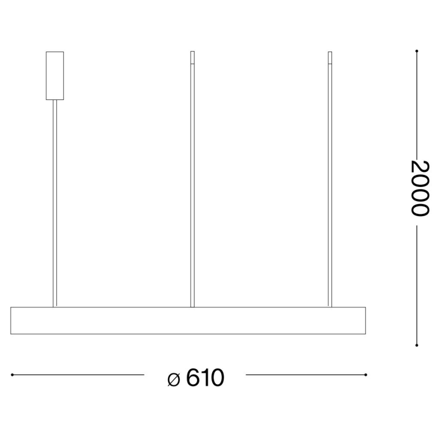 Ideal Lux - LED prigušivački luster na užetu GEMINI LED/48W/230V promjer 61 cm CRI 90 crna