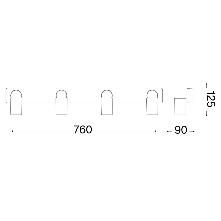 Ideal Lux - LED Reflektorska svjetiljka RUDY 4xGU10/7W/230V CRI 90 crna