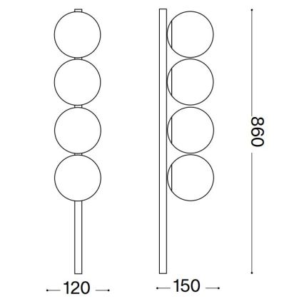 Ideal Lux - LED Stropna svjetiljka BINOMIO 4xG9/3W/230V crna