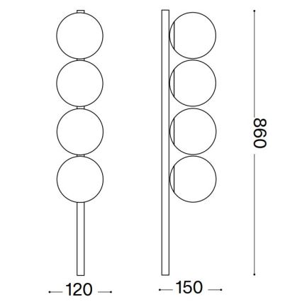 Ideal Lux - LED Stropna svjetiljka BINOMIO 4xG9/3W/230V zlatna