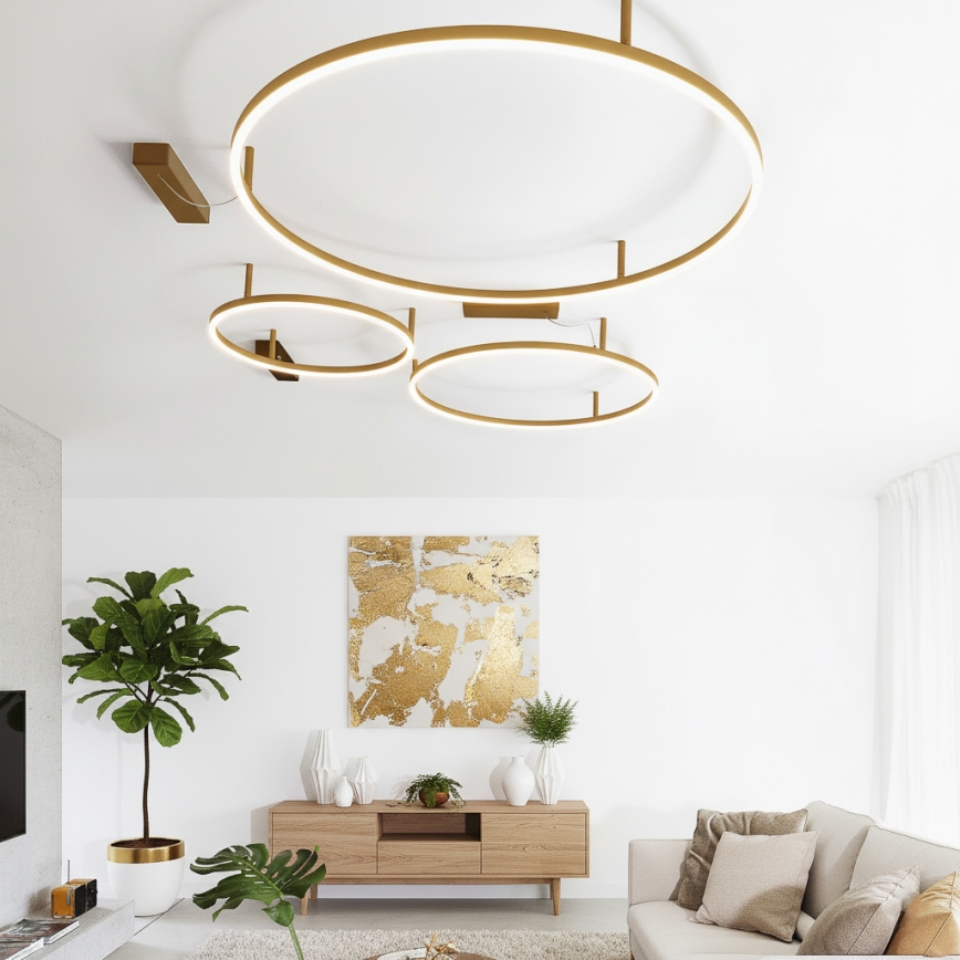 Ideal Lux - LED stropna svjetiljka ORACLE SLIM LED/53W/230V 3000K CRI 90 Ø 90 cm zlatna
