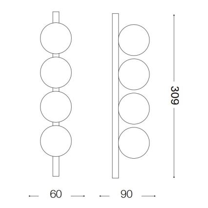 Ideal Lux - LED Stropna svjetiljka PING PONG 4xLED/3W/230V CRI 90 crna
