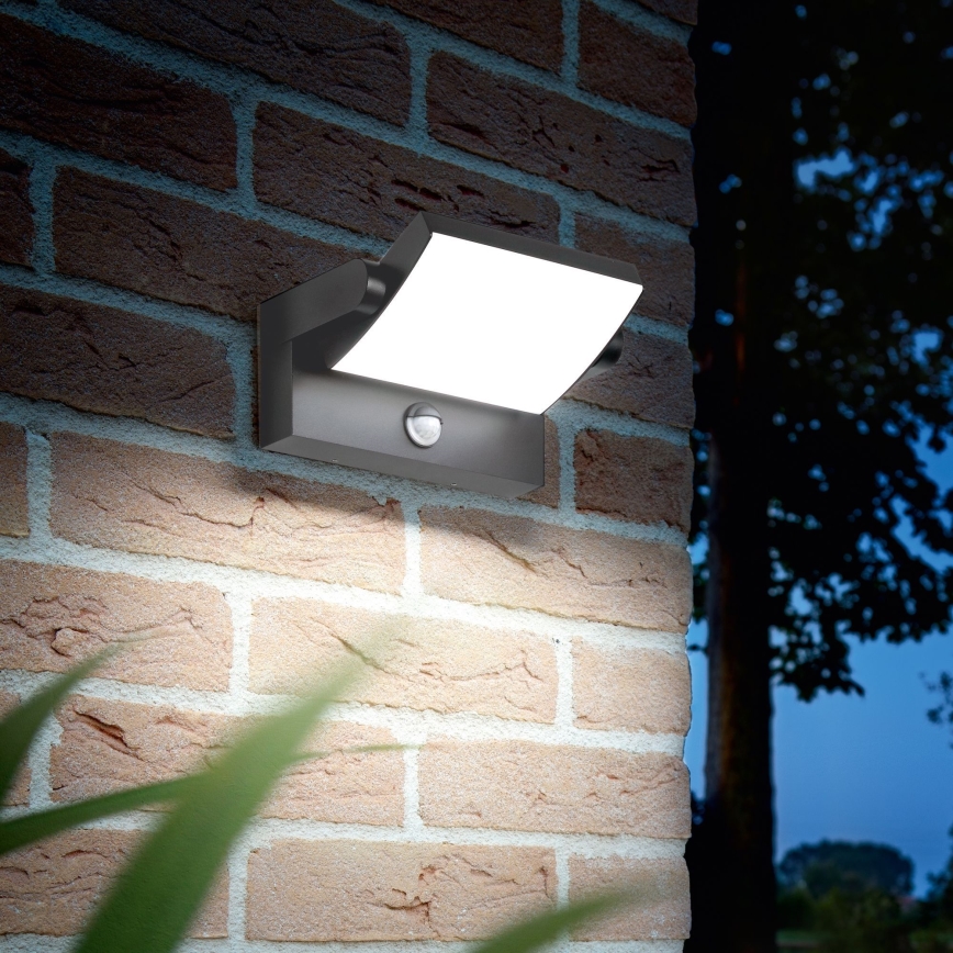 Ideal Lux - LED Vanjska zidna svjetiljka sa senzorom SWIPE LED/21W/230V CRI 90 IP54 antracit