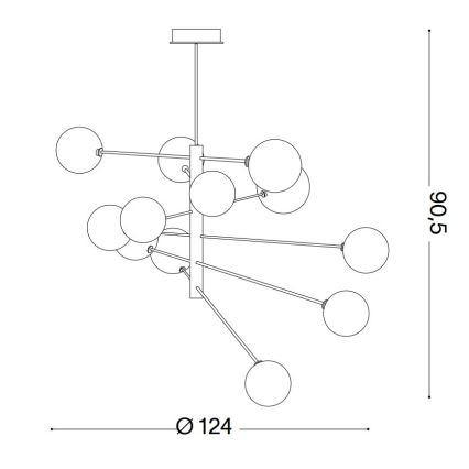 Ideal Lux - LED Viseći luster EQUINOXE 12xG4/2W/230V pr. 124 cm mesing/prozirna