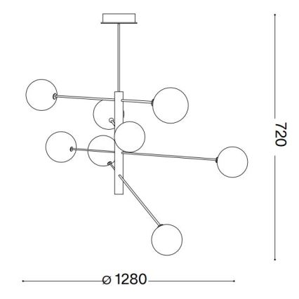 Ideal Lux - LED Viseći luster EQUINOXE 8xG4/2W/230V pr. 128 cm mesing/prozirna