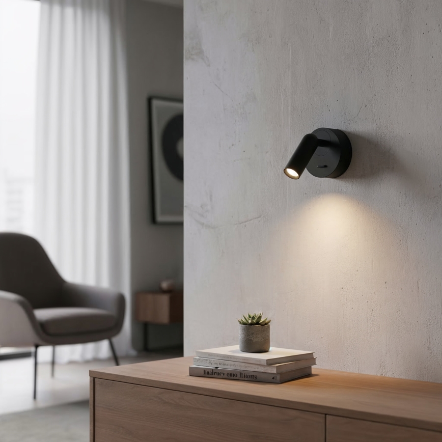 Ideal Lux - LED Zidna reflektorska svjetiljka BEAN LED/3W/230V CRI 90 crna