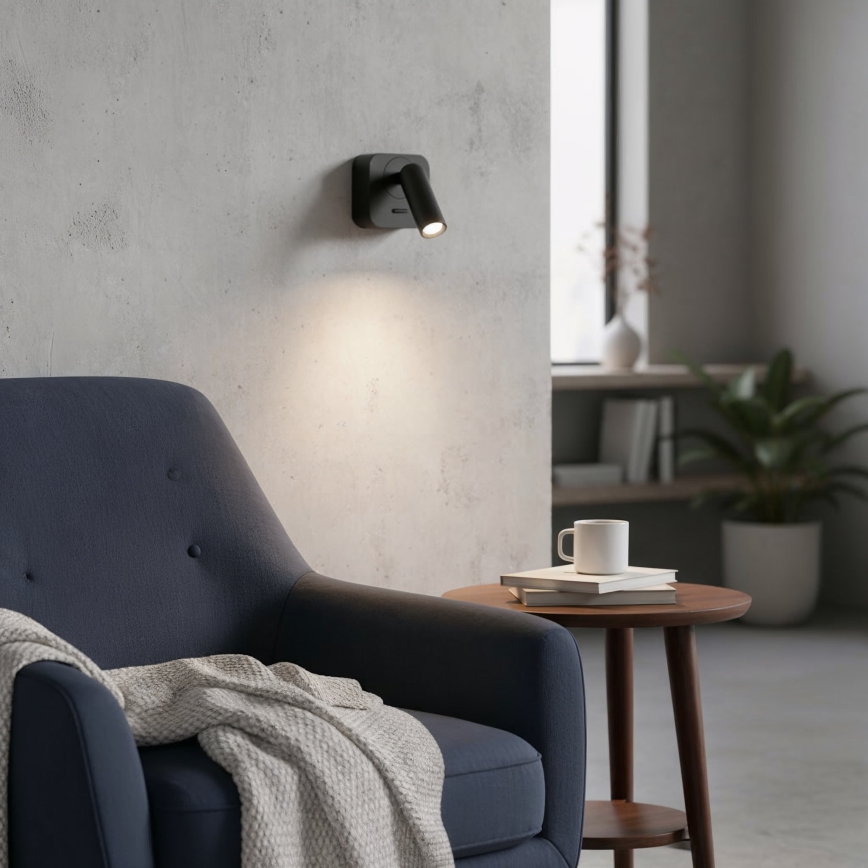 Ideal Lux - LED Zidna reflektorska svjetiljka BEAN LED/3W/230V CRI 90 crna