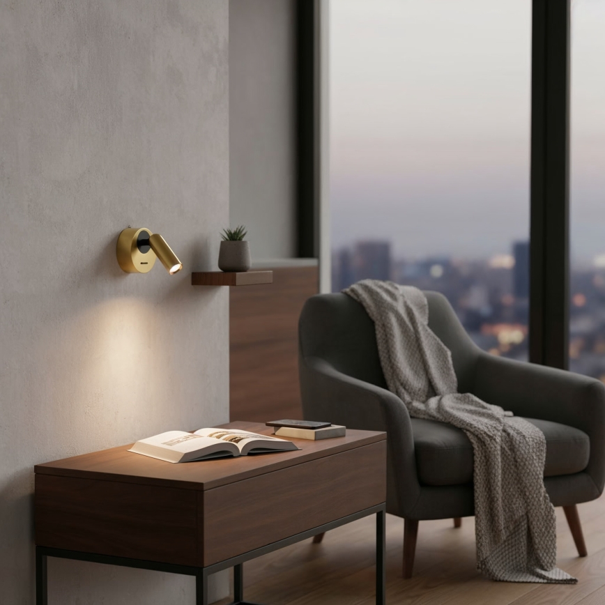 Ideal Lux - LED Zidna reflektorska svjetiljka BEAN LED/3W/230V CRI 90 mesing