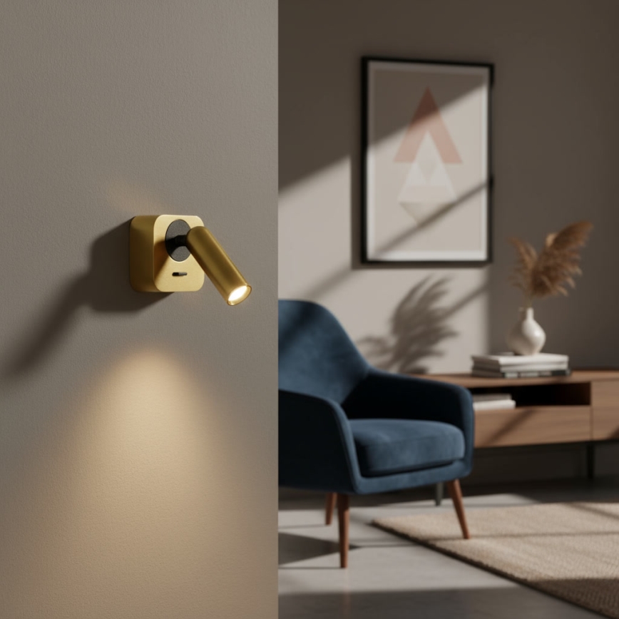 Ideal Lux - LED Zidna reflektorska svjetiljka BEAN LED/3W/230V CRI 90 zlatna