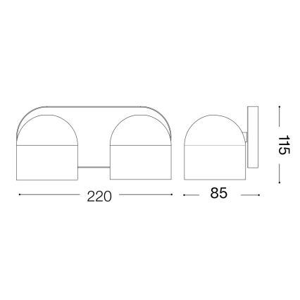 Ideal Lux - LED Zidna reflektorska svjetiljka DODO 2xGX53/9W/230V crna