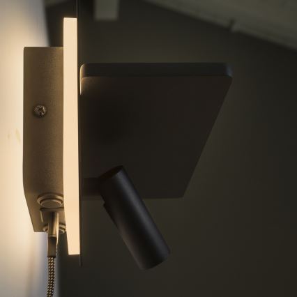 Ideal Lux - LED zidna reflektorska svjetiljka PIANO LED/10W/230V CRI 90 USB crna