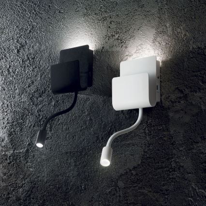 Ideal Lux - LED Zidna reflektorska svjetiljka s fleksibilnom lampicom PROBE LED/9,5W/230V USB CRI 90 crna
