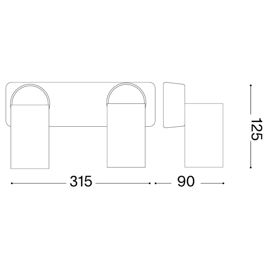 Ideal Lux - LED zidna reflektorska svjetiljka RUDY 2xGU10/7W/230V CRI 90 crna