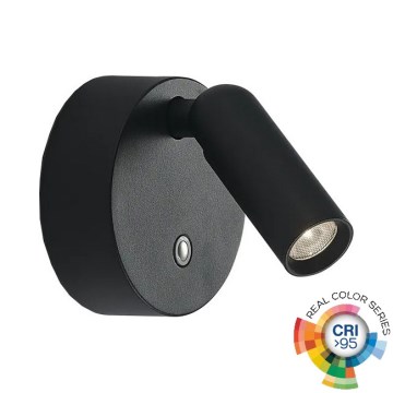 Ideal Lux - LED zidna spot svjetiljka BEAN, prigušiva, punjiva, s dodirnim upravljanjem LED/3W/5V 2200 mAh CRI 95 crna