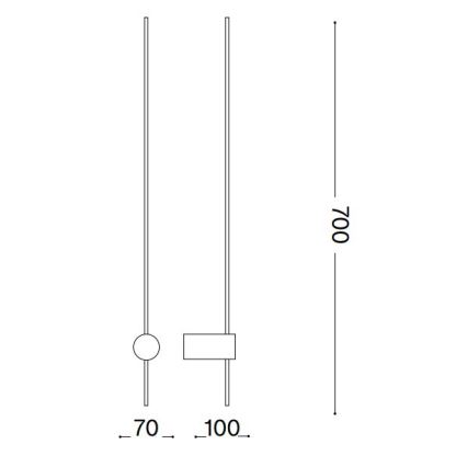 Ideal Lux - LED Zidna svjetiljka ESSENCE LED/12W/230V 4000K 70 cm CRI 90 crna