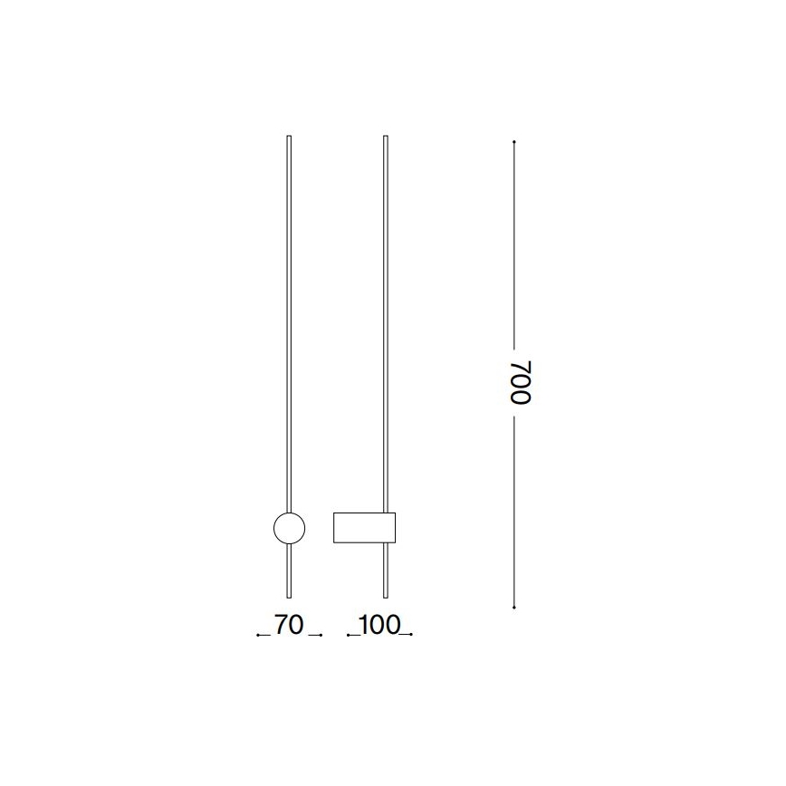 Ideal Lux - LED Zidna svjetiljka ESSENCE LED/12W/230V 4000K 70 cm CRI 90 crna