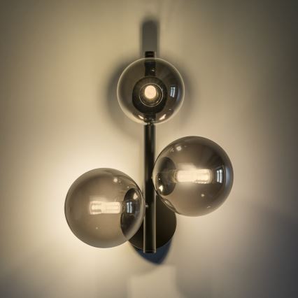 Ideal Lux - LED zidno svjetlo PERLAGE 3xG9/3W/230V crna/dimljeno staklo