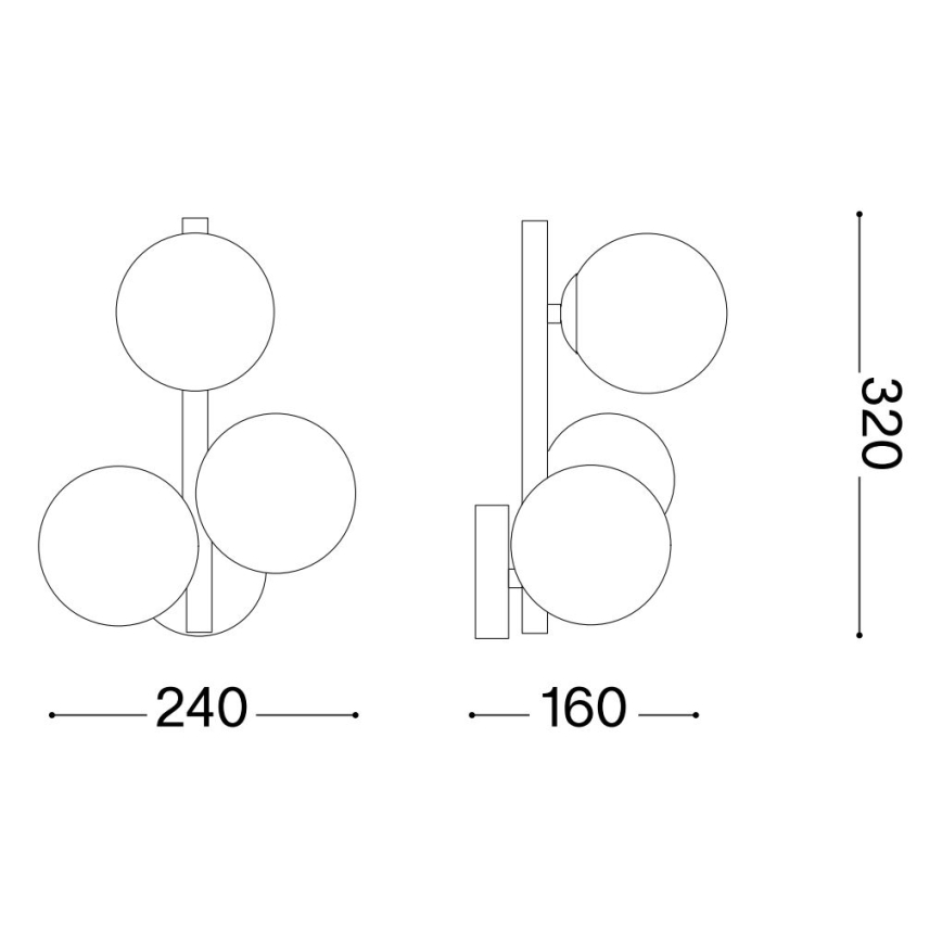 Ideal Lux - LED zidno svjetlo PERLAGE 3xG9/3W/230V crna/dimljeno staklo