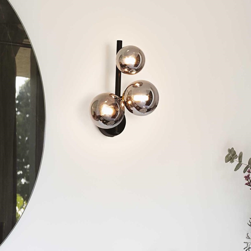 Ideal Lux - LED Zidna svjetiljka PERLAGE 3xG9/3W/230V crna/dimna