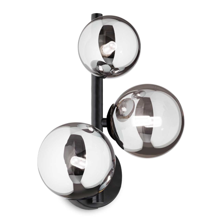 Ideal Lux - LED Zidna svjetiljka PERLAGE 3xG9/3W/230V crna/dimna