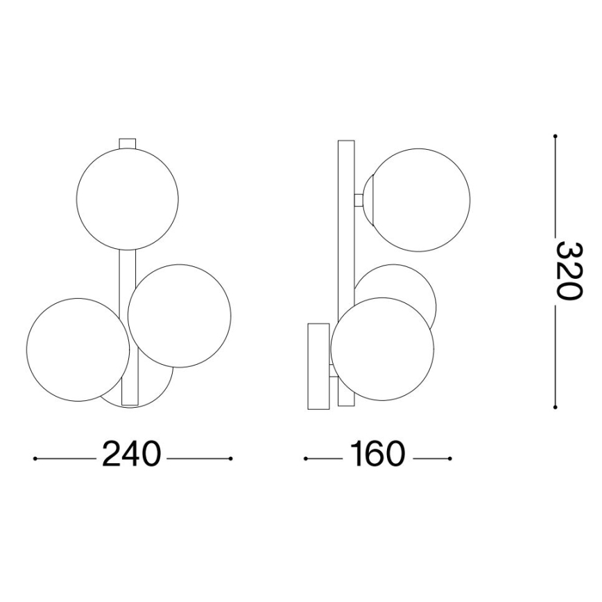 Ideal Lux - LED Zidna svjetiljka PERLAGE 3xG9/3W/230V zlatna/dimna