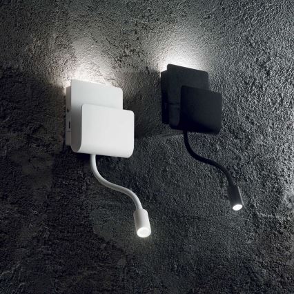 Ideal Lux - LED zidna točkasta svjetiljka s fleksibilnom lampicom PROBE LED/9,5W/230V USB CRI 90 bijela