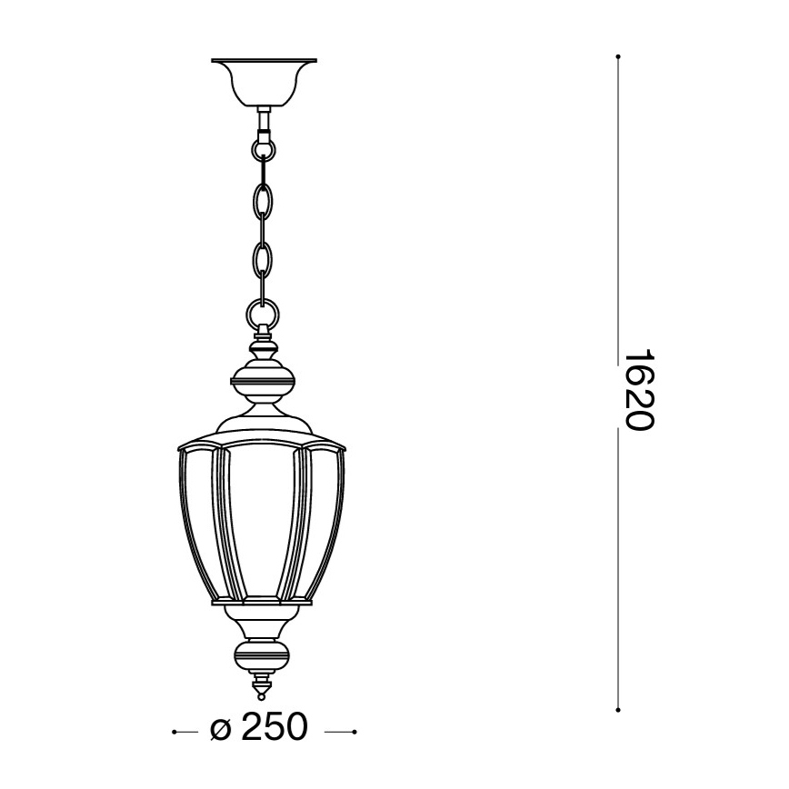 Ideal Lux - Luster na lancu 1x E27/60W/230V Ø 25 cm sjajni krom