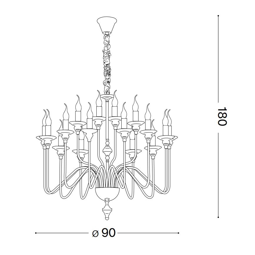 Ideal Lux - Luster na lancu ARTU 16xE14/40W/230V pr. 90 cm sjajni krom