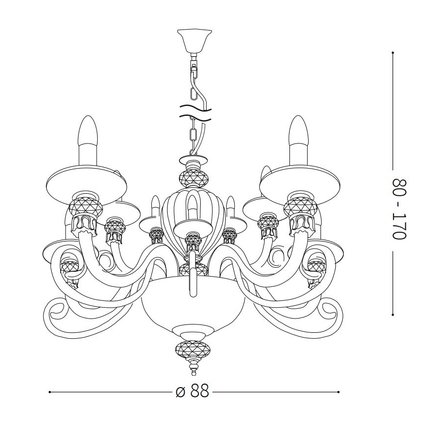Ideal Lux - Luster na lancu BARONET 15xE14/40W/230V pr. 88 cm crvena