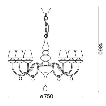 Ideal Lux - Luster na lancu BLANCHE 6xE14/40W/230V pr. 75 cm bijela