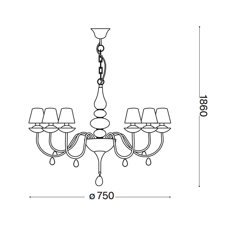 Ideal Lux - Luster na lancu BLANCHE 6xE14/40W/230V pr. 75 cm bijela