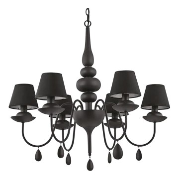 Ideal Lux - Luster na lancu BLANCHE 6xE14/4W/230V pr. 75 cm crna