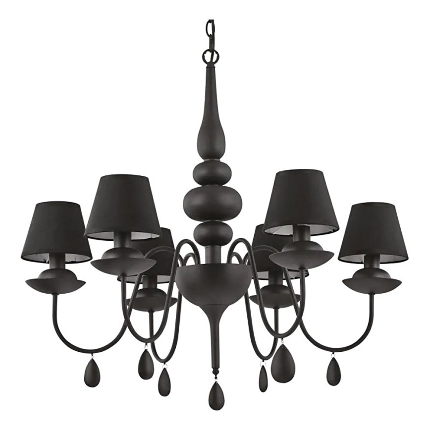 Ideal Lux - Luster na lancu BLANCHE 6xE14/4W/230V pr. 75 cm crna