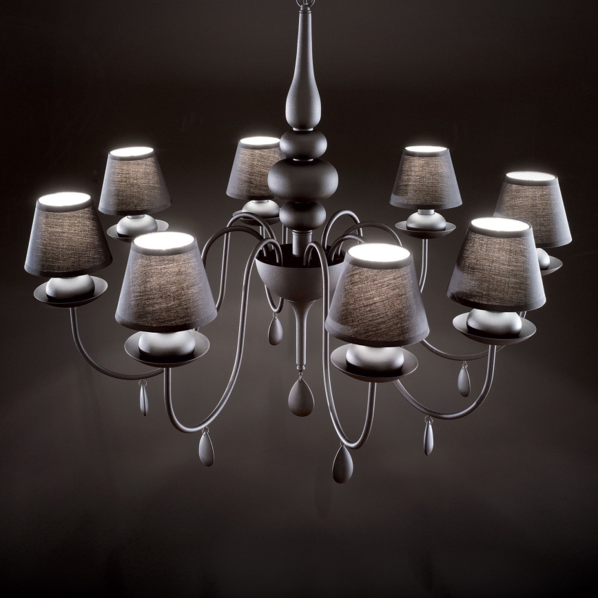 Ideal Lux - Luster na lancu BLANCHE 8xE14/40W/230V pr. 92 cm crna