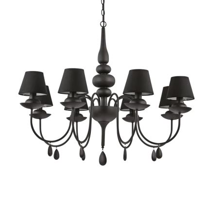 Ideal Lux - Luster na lancu BLANCHE 8xE14/40W/230V pr. 92 cm crna