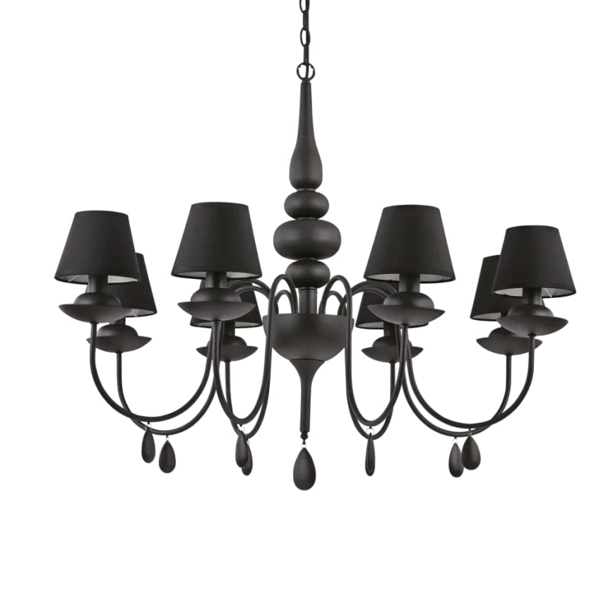 Ideal Lux - Luster na lancu BLANCHE 8xE14/40W/230V pr. 92 cm crna