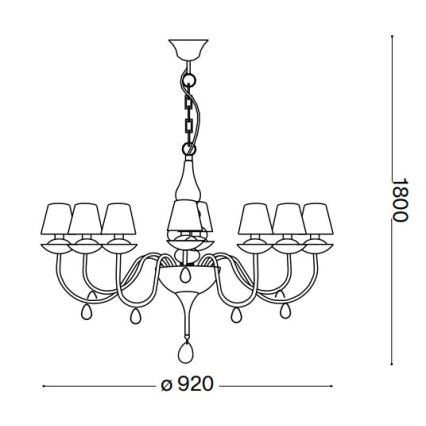 Ideal Lux - Luster na lancu BLANCHE 8xE14/40W/230V pr. 92 cm crna