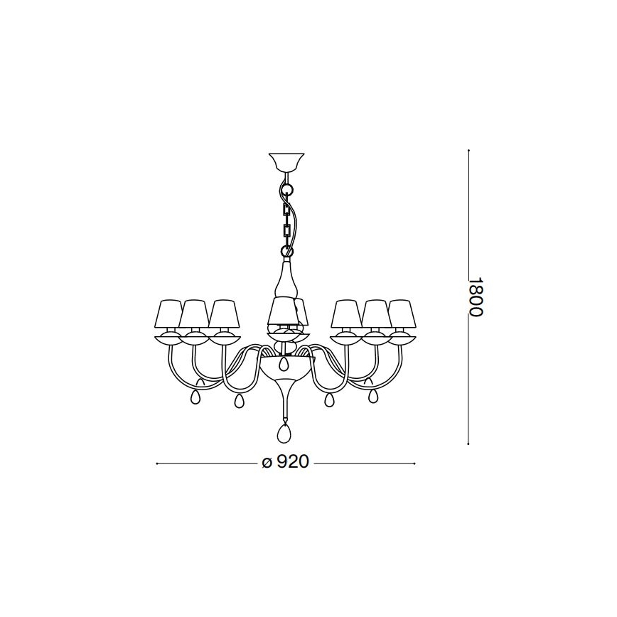Ideal Lux - Luster na lancu BLANCHE 8xE14/40W/230V pr. 92 cm crna
