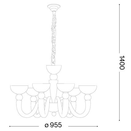 Ideal Lux - Luster na lancu BON BON 8xE14/28W/230V Ø 95,5 cm bijela