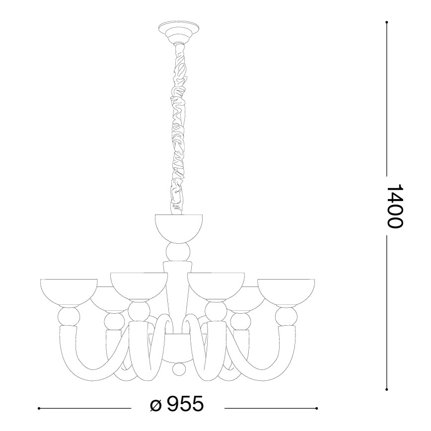 Ideal Lux - Luster na lancu BON BON 8xE14/28W/230V Ø 95,5 cm bijela