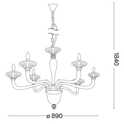 Ideal Lux - Luster na lancu BRIGITTA 8xE14/40W/230V pr. 89 cm mesing